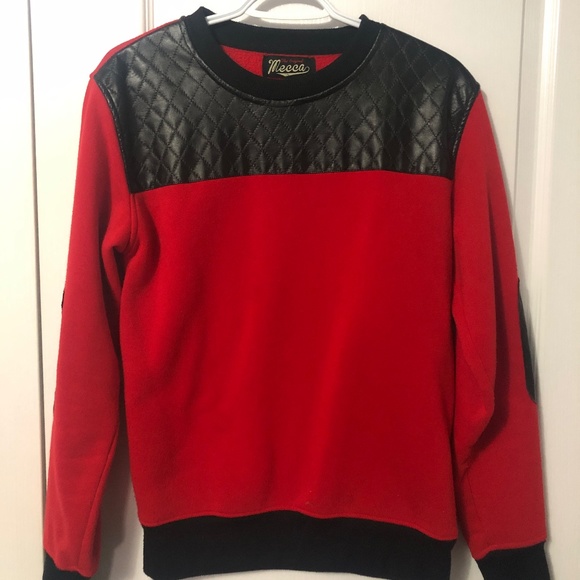 Red + Leather Black Sweatshirt - Picture 1 of 3